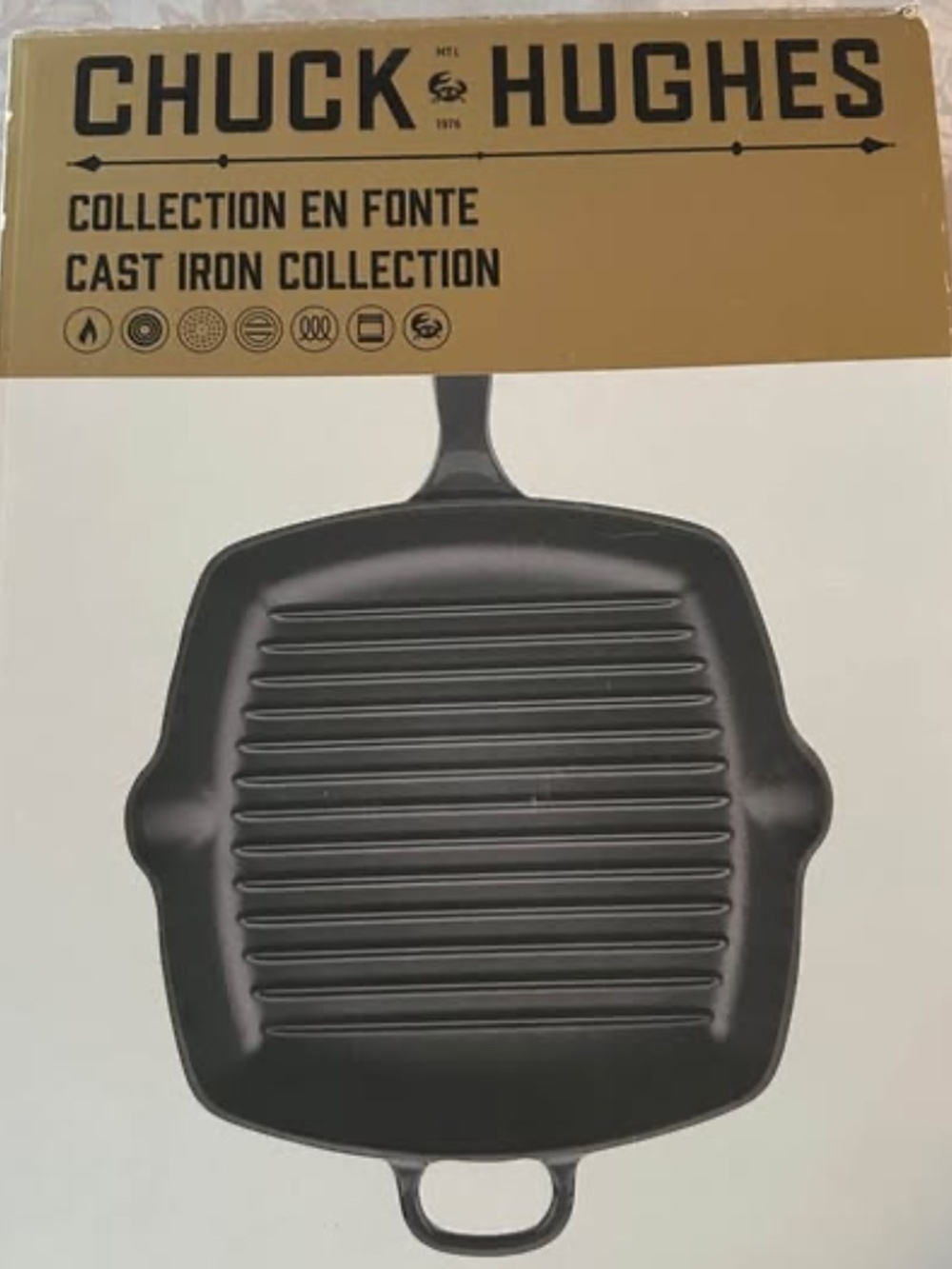 Chuck Hughes Cast Iron Square Grill Pan 26 cm